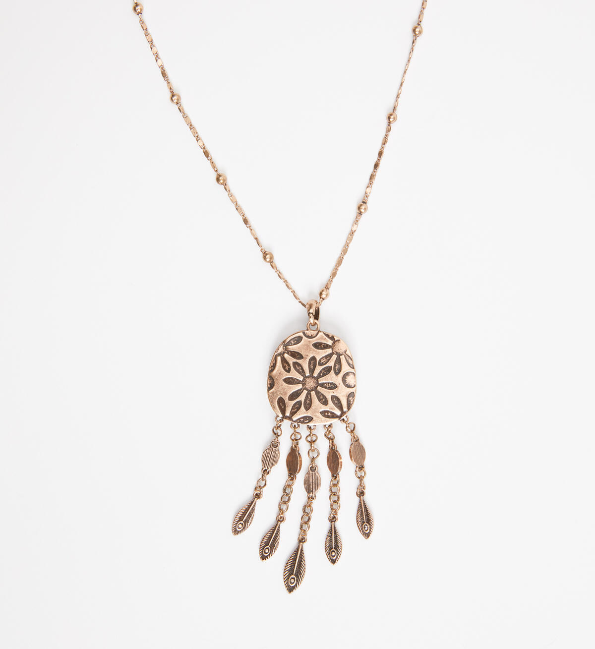 Gold-Tone and Rose Quartz Pendant Necklace, , hi-res image number 2